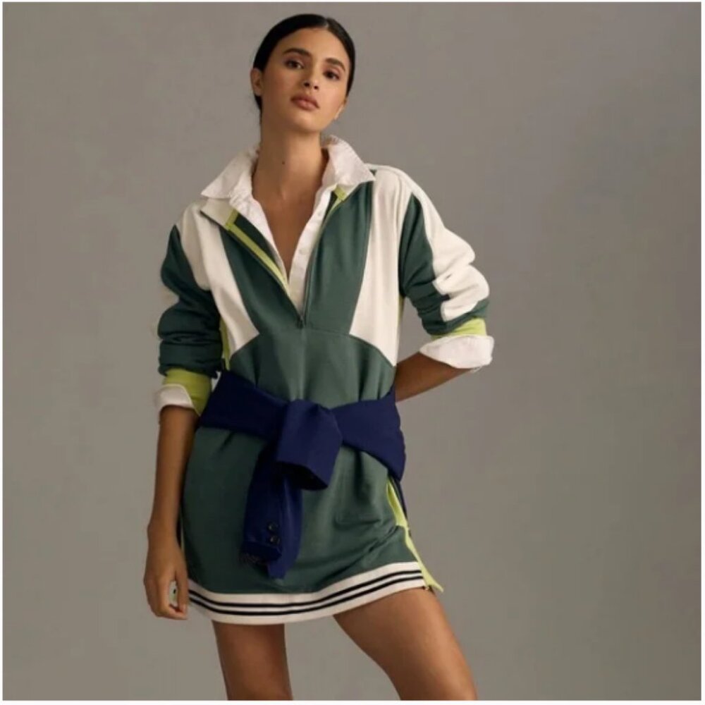 Daily Practice By Anthropologie Green and White Mini Dress; Size 1X